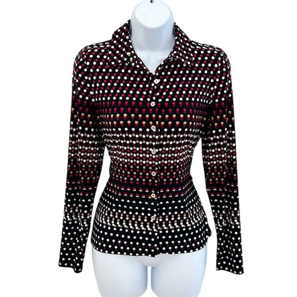 Tommy Hilfiger Women's Polka Dot Button-Up Shirt Size S Multicolor - Picture 1 of 7